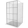 Mexen Kioto, sprchová zástena Walk-In 100 x 200 cm, 8mm sklo čierny vzor, brúsená oceľ profil, 800-100-002-97-77