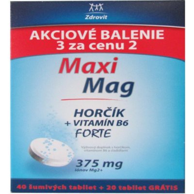 MaxiMag Hořčík+B6 šumivé 3 x 20 tabliet