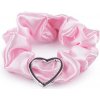 Saténová scrunchie gumička do vlasů / náramek srdce - 11 růžová