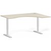 Ergonomický výškovo nastaviteľný stôl, 160x120 cm, 2 motory, L/P, biela podnož, breza