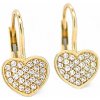 MYRO Zlaté dámske náušnice - srdiečko so zirkónmi