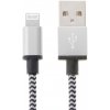 AppleKing opletený nabíjací a synchronizačný kábel USB-A / Lightning pre iPhone / iPad / iPod / AirPods - 2 m – strieborný - možnosť vrátiť tovar ZADARMO do 30tich dní