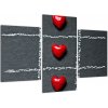 Šachovnica s červenými srdci (Obraz 90x60cm)