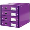 Zásuvkový box Leitz Click & Store 4 zásuvky purpurový - 1 kus - 1 KS - 4 - uzavreté - Leitz - laminovaný kartón - purpurová - 286x282x358 mm - Leitz Click LEITZ