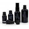 Sklenená fľaška, čierna lesklá, dávkovač krému s čiernym vrchom 100 ml