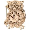 Robotime 3D drevené mechanické puzzle Hodiny Sova kyvadlové 161 ks
