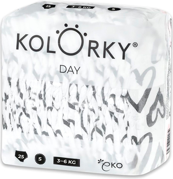 Kolorky Day Hearts EKO S 3-6 Kg 25 ks