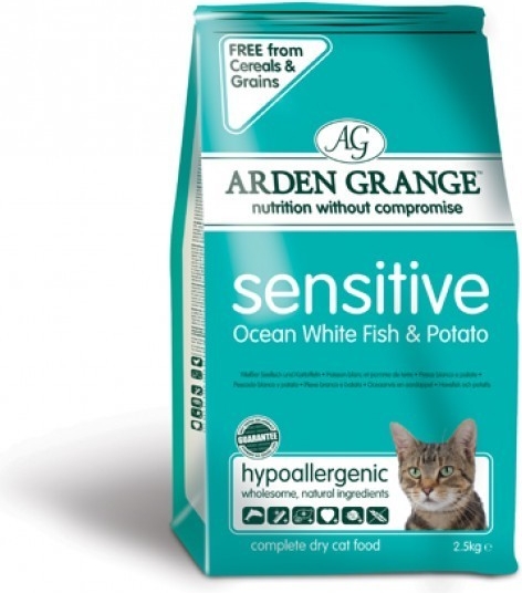 Arden Grange Cat Sensitive Ocean White Fish and brambory grain free 2 kg