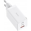Baseus GaN5 Pro nabíjací adaptér 2xUSB-C + USB, 65W biely [CCGP120202]