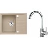 Alveus SET A375 Beige 55 / Chrom SETA375 - Drez Granitový Intermezzo 30 - 620x480mm, vanička 330x405x200mm Beige 55 + bateria Tonia, Chróm