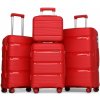 Set kufrov - KONO pastelový 4set s kozmetickým kufríkom, červený