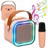 Sada pre deti na karaoke mikrofón + bezdrôtový LED reproduktor, ružová