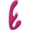 Vive Suki battery-operated strapless clip-on vibrator with bunny clit stimulator pink