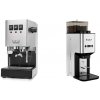 Gaggia Classic E24, stainless steel + Lelit Steve PM20, brushed stainless steel