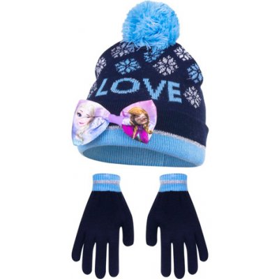 Modrá čiapka a rukavice Frozen II Love