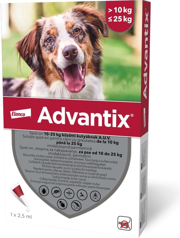 Advantix spot-on 10-25 kg 4 x 2,5 ml