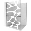 Mexen Kioto+ L, sprchová zástena Walk-In s poličkou a vešiakom 110 x 200 cm, 8mm číre sklo biely vzor, grafitový profil, 800-110-123-66-97