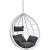 Závesné hojdacie kreslo SAKAI biele – vajíčkové ratanové kreslo s vankúšmi (bez stojana / bez rámu)