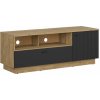 BRW Tv stolík ZENDA RTV1D1B dub waterford/čierna drevo 150 cm x 56.5 cm x 48 cm
