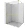 Mexen Kioto+ sprchový panel so sklenenou poličkou Walk-in 70 x 200 cm, transparentný, zlatý brúsený - 800-070-121-55-00