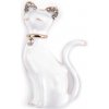 Brošňa mačka - 1 ks 1 biela brúsené kamienky