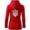 Ukrajina trojzubec veľký - Mikina dámska trendy zipper s kapucňou - M ( Červená )