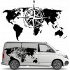 NÁLEPKA Grafika na karavan, príves MAPA SVETA KOMPAS RUŽA VETROV 90x150