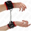 Kink - Fur Lined Wrist Restraints With Square Holes Red and Black Belt Adjustable 17-29 cm
