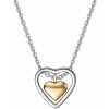 Retiazka s príveskom Double Heart Silver & Gold (18K pozlátená oceľ)