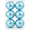 DECOLED Sada vianočných ozdôb svetlomodrá lesklá 10 cm plastová guľa, balenie 6 ks