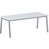Rokovací kancelársky stôl PRIMO BASIC, 200x90 cm, sivostrieborná podnož, biela