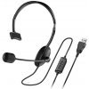 Genius HS-100U Headset, náhlavný, na jedno ucho, drôtový, s mikrofónom, ovládanie hlasitosti, USB, čierny