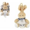 Teddies Zajac plyš 18cm záves na postieľku/kočík nat. hrací strojček béžový