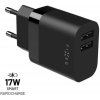 FIXED Sieťová nabíjačka s 2xUSB výstupom, 17W Smart Rapid Charge FIXC17N-2U-BK, čierna