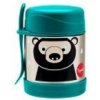 3 SPROUTS Stainless Steel Termoska na jedlo + vidlička 3 Sprouts Bear Teal 350 ml