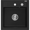 Mexen Vito granitový drez 1-komorový 520 x 490 mm, čierny, sifón chróm - 6503521000-77