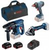 Bosch Sada akumulátorových nástrojov GBH180 + GWS180 + GDX180 + 2x5Ah