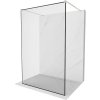 Mexen Kioto, sprchová zástena Walk-In 160 x 200 cm, 8mm sklo čierny vzor, brúsená oceľ profil, 800-160-002-97-70