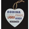 Tabuľka drevená srdce 20cm Rodina