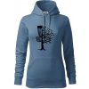 Disc golf pozor strom - Mikina dámská Cape s kapucí - XS ( Denim )