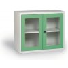 Alfa 3 policová skriňa s presklenými dverami, 800 x 920 x 400 mm, sivá/zelená