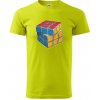 Rubikova kocka kreslená - Klasické pánske tričko vyššej gramáže - 3XL ( Limetková )