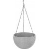 Strend Pro Modern, visiaci Kvetináč závesný, tmavošedá, 26x16cm, s retiazkou a vešiakom