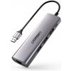 Ugreen CM266 HUB adaptér 3x USB 3.0 / micro USB / RJ45, šedý (60812)