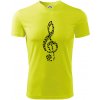 Husľový kľúč z nôt - Pánske tričko Fantasy športové - 3XL ( Neonová žltá )