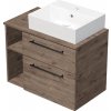 INTEDOOR Kúpeľ.skriňa+umývadlo BEE, úchyt čierny, 80 cm, regál vľavo dub Welling
