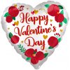 Amscan Jumbo fóliový balón srdce ruže - Happy Valentines Day