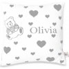 Detská obliečka na vankúš s menom a srdiečkami, Farba Sivá , Motív Srdiečka, Výplň vankúša Nie
