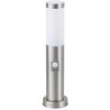 Vonkajšia záhradná LED lampa TORCH E27 IP44 tyč 45 cm so senzorom pohybu Strieborno-biela RABALUX