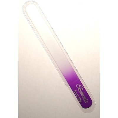 Bohemia Crystal pilník na nechty velký skleněný 200 mm fialový